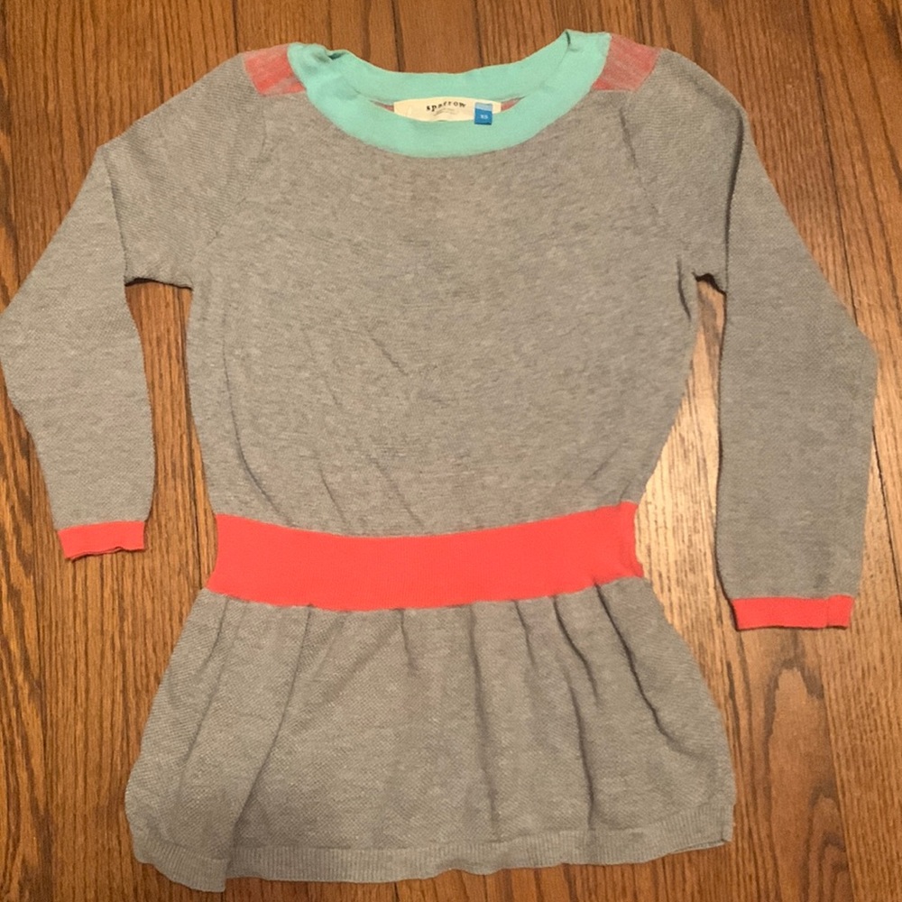 Anthropologie Sparrow Color Block Lightweight Sweater Peplum XS